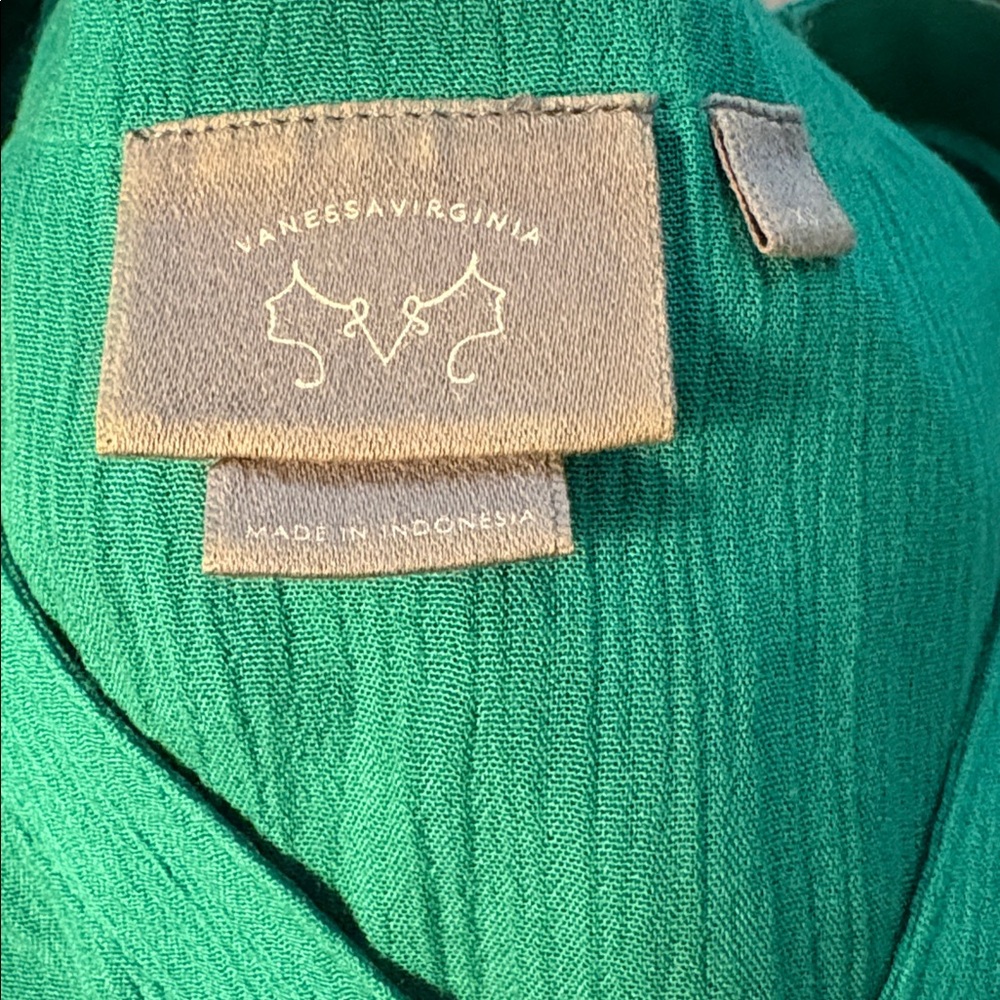 Anthropologie Vanessa Virginia Green Button-Down Tunic Top - Picture 2 of 3